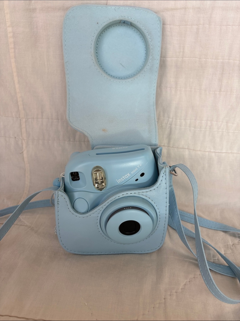 Fujifilm Instax Mini 7+ Instant Camera in Light Blue with Matching Case